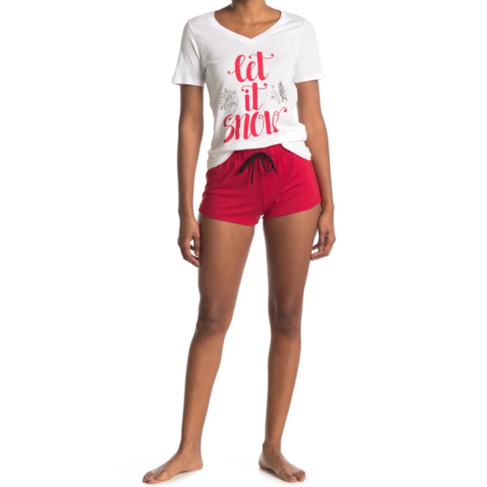 NWT Cozy Rozy White Let It Snow Pajama Top T-Shirt Size Large